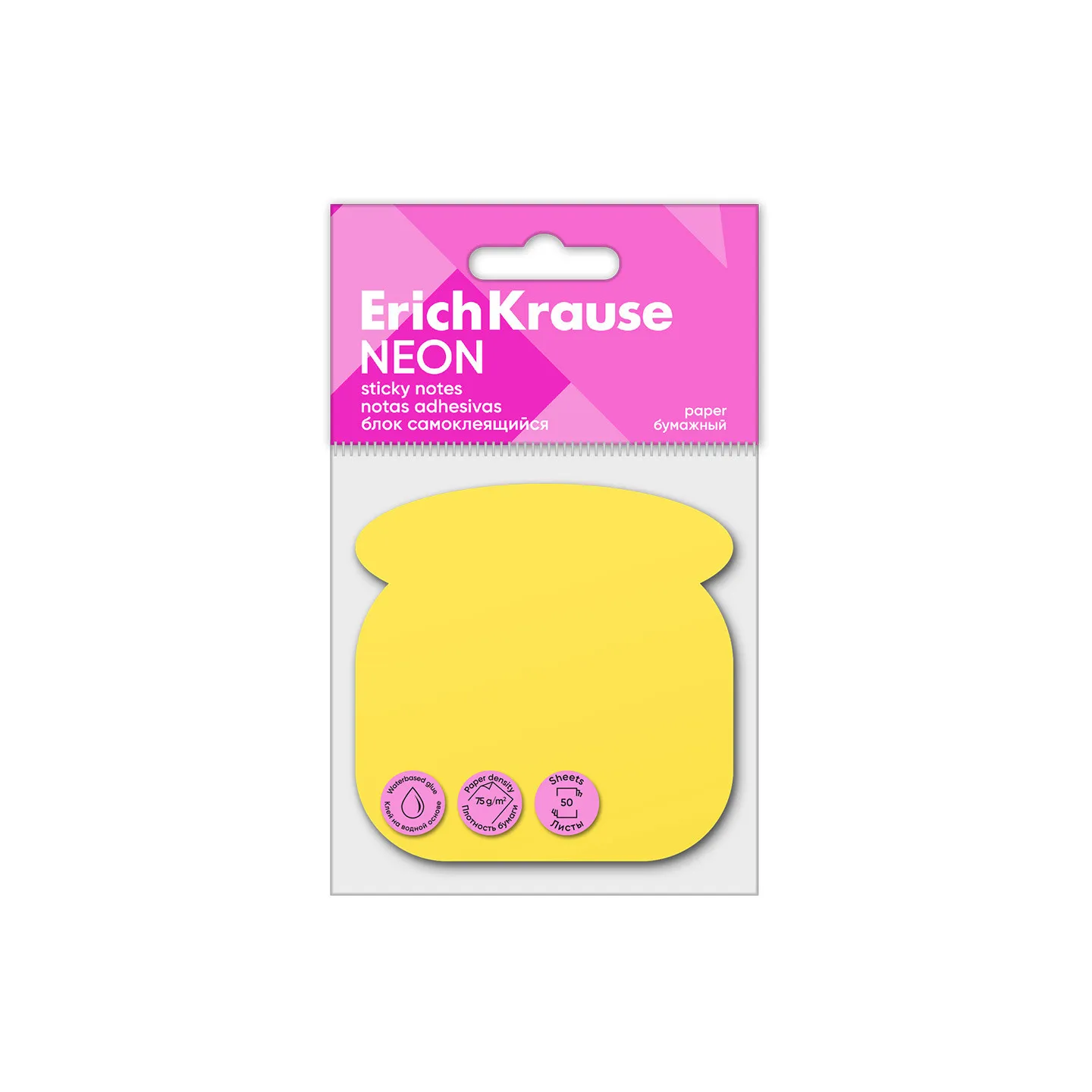 Post-it ErichKrause Neon, Telefono, 50 fogli, giallo