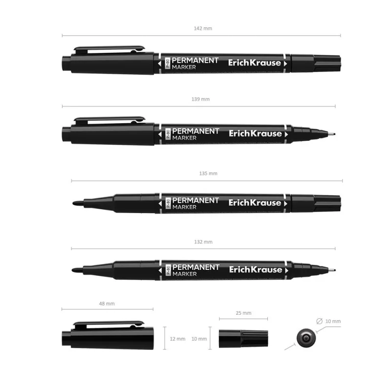 Marcatore permanente doppia faccia ErichKrause Double P-80, colore inchiostro: Nero