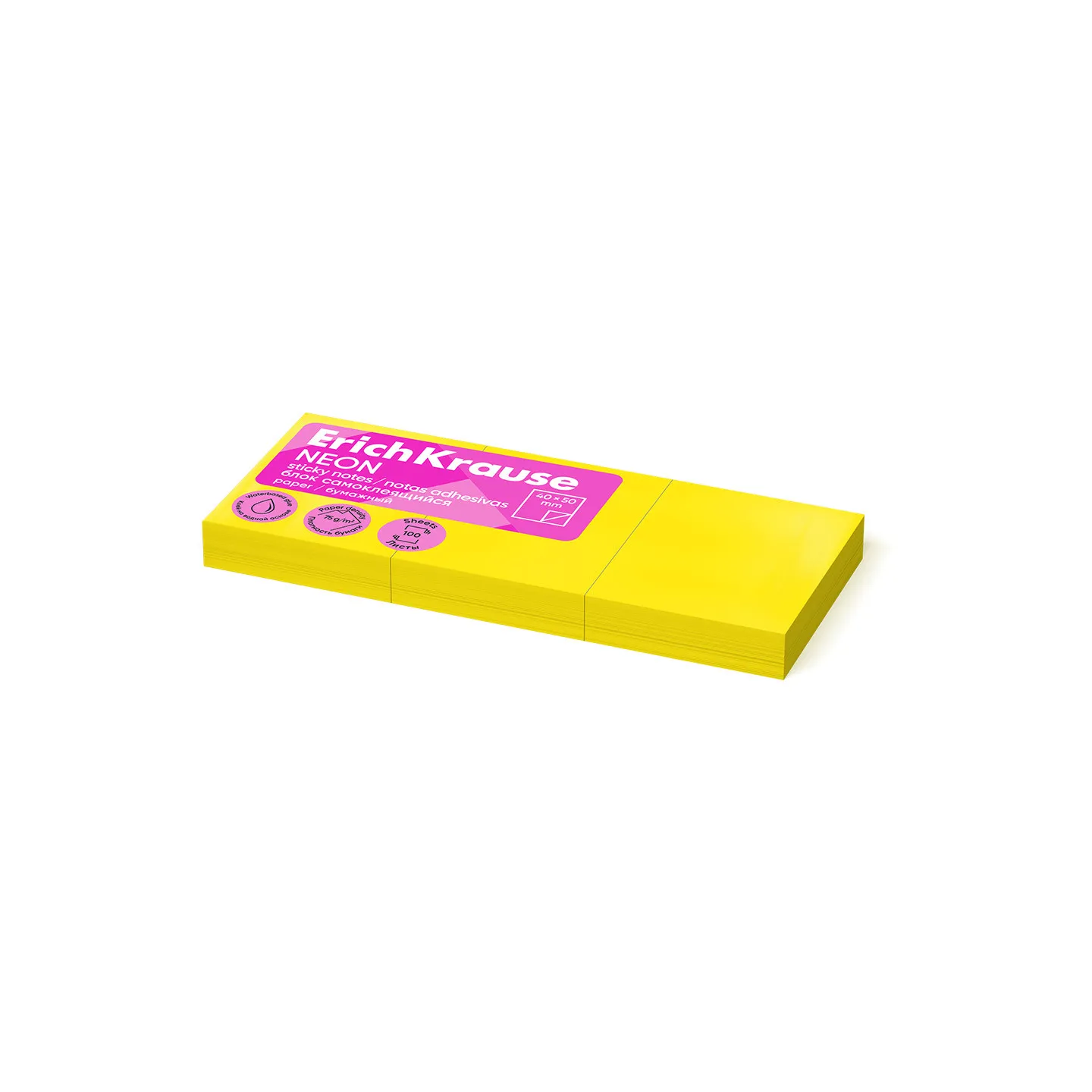 Post-it per Appunti ErichKrause 50х40 mm, 300 fogli, Giallo Fluo