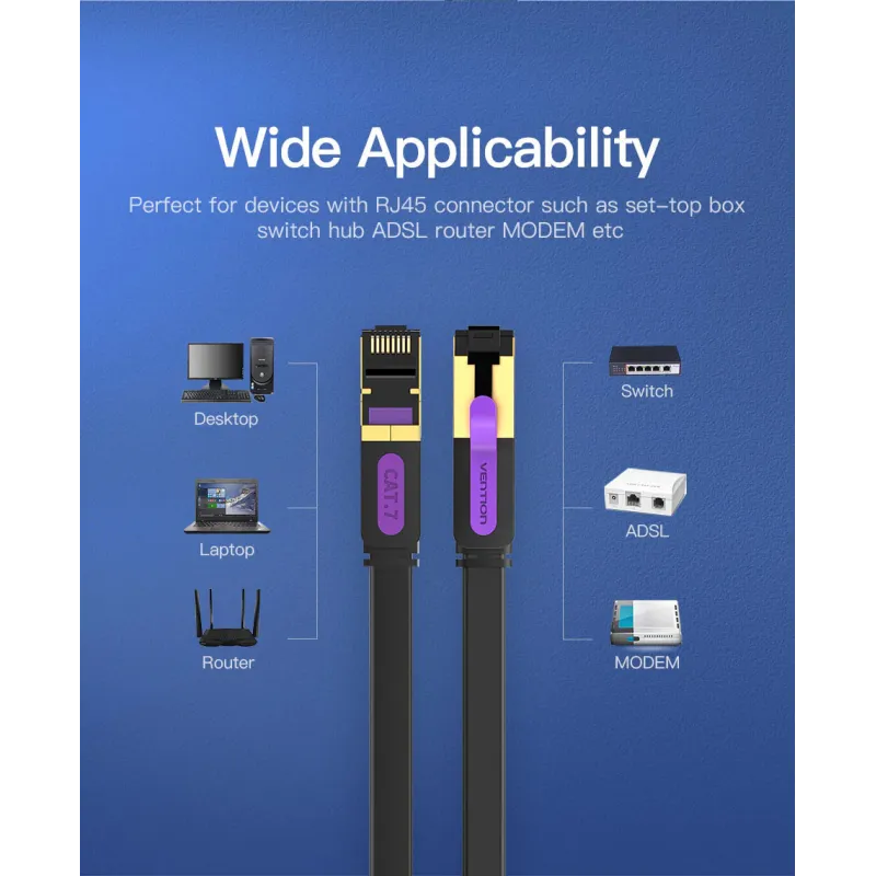 Vention Cavo di Rete Cat.7 10 m – STP RJ45, Nero