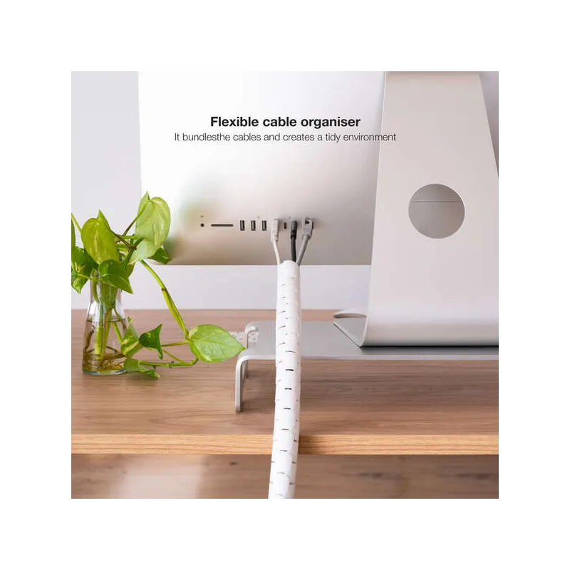 Nanocable Organizzatore di cavi flessibile 25mm - Lunghezza 1m - Colore bianco