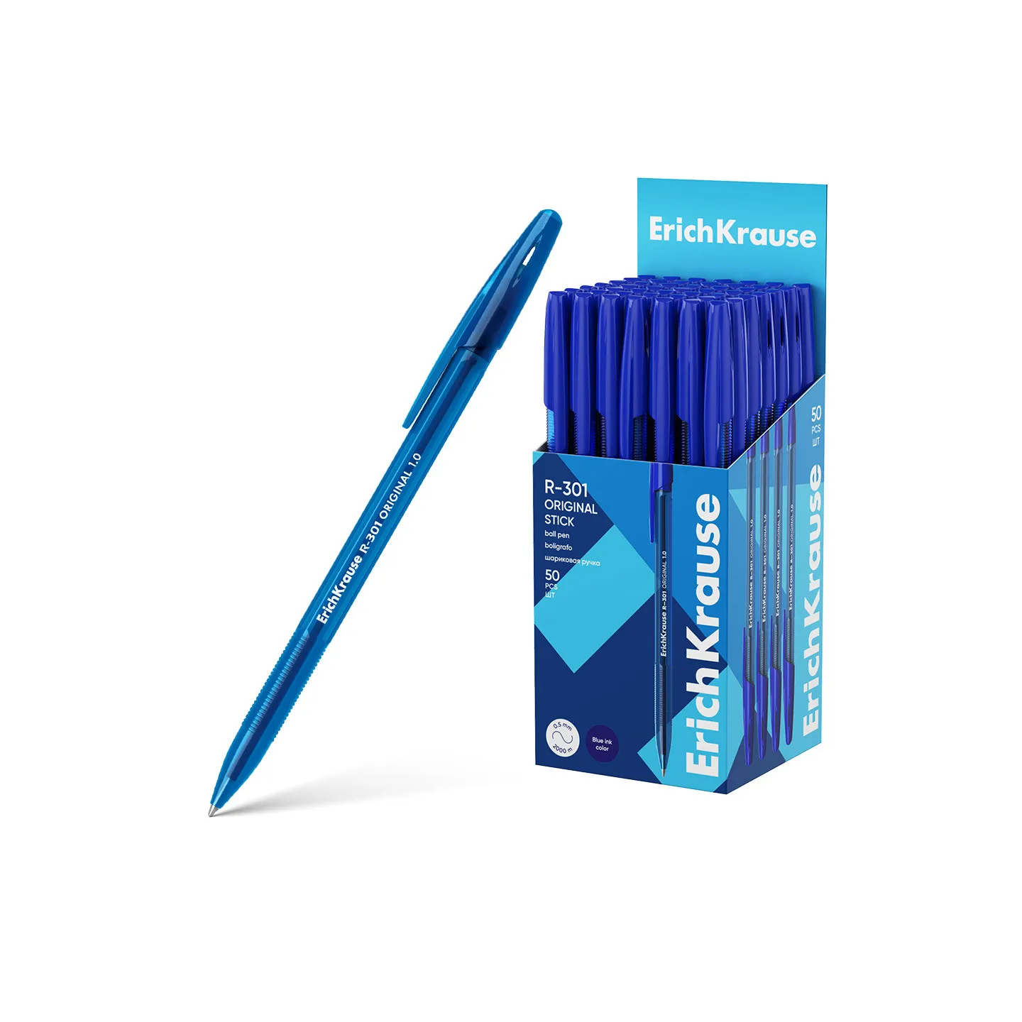 Penna a sfera ErichKrause R-301 Stick Original 1.0, colore inchiostro blu (confezione da 50 pz.)