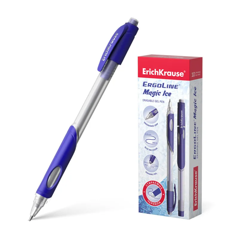 Penna ink gel blu cancellabile ErichKrause ErgoLine Magic Ice - 10 pz