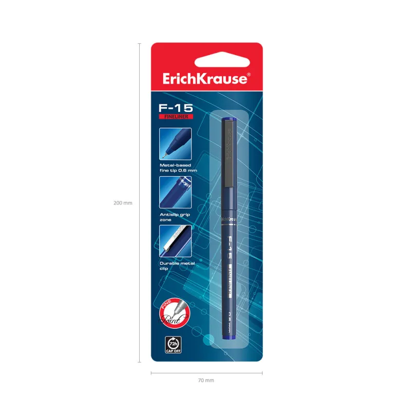Fineliner ErichKrause F-15 Stick Classic di colore blu (blister 1 pz.)