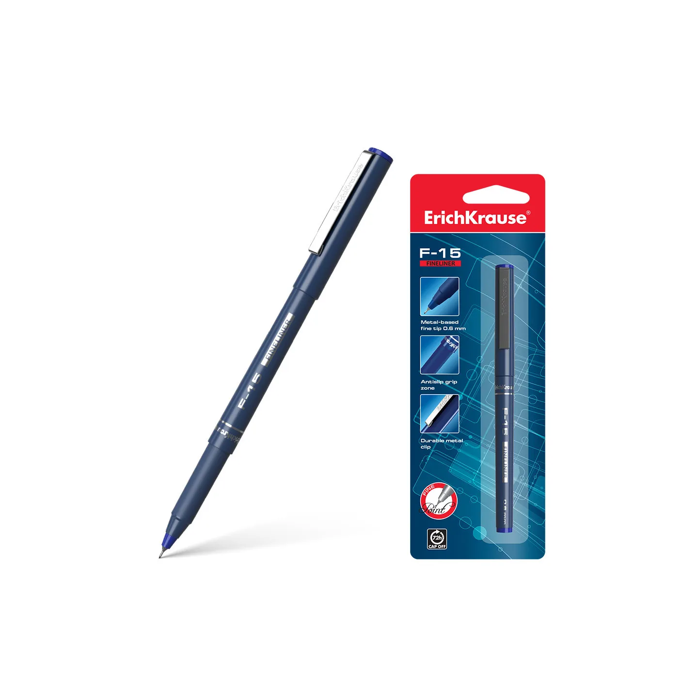 Fineliner ErichKrause F-15 Stick Classic 0,6 di colore nero (blister 1 pz.)