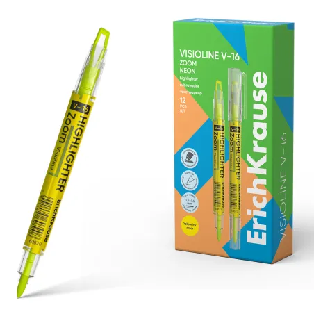 1 Evidenziatore doppia punta ErichKrause Visioline V-16 Zoom Neon, colore inchiostro: giallo
