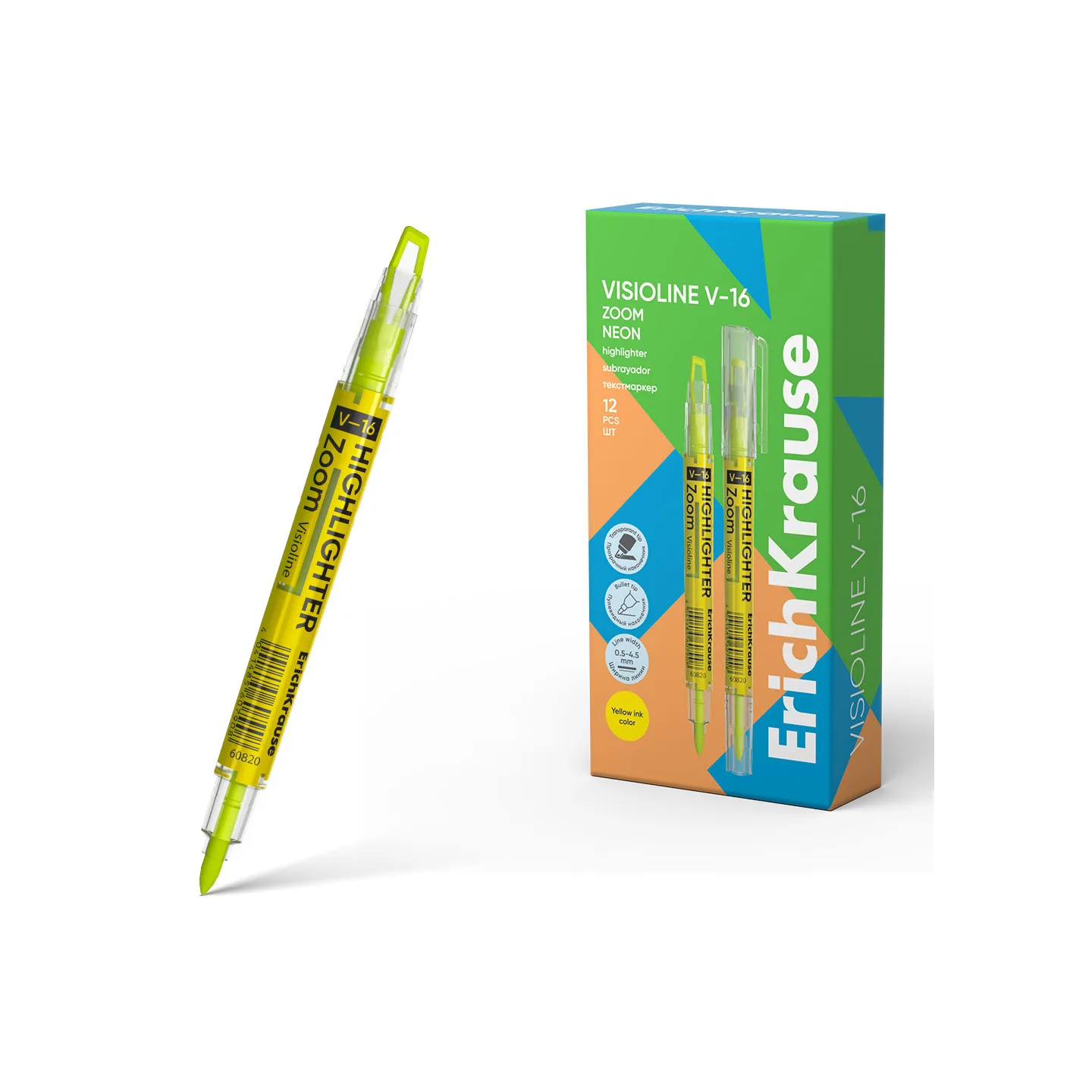 1 Evidenziatore doppia punta ErichKrause Visioline V-16 Zoom Neon, colore inchiostro: verde
