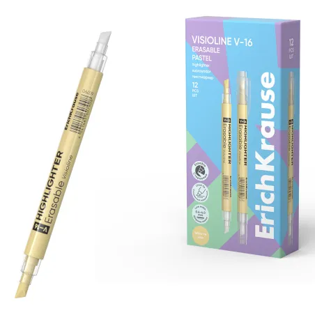 Evidenziatore doppia faccia ErichKrause Visioline V-16 Pastello cancellabile, colore inchiostro: giallo