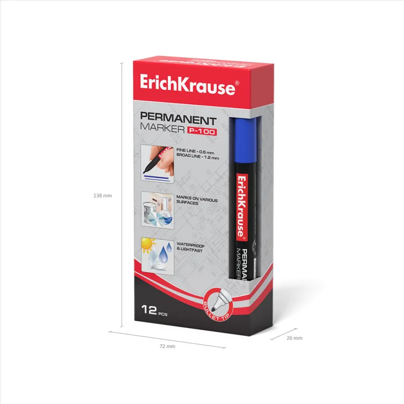 1 Marcatore permanente ErichKrause P-100, colore inchiostro: blu