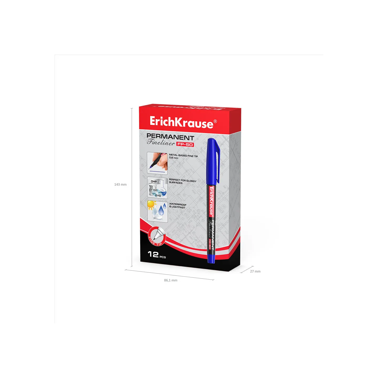 1 Marcatore permanente ErichKrause FP-50, colore inchiostro Blu