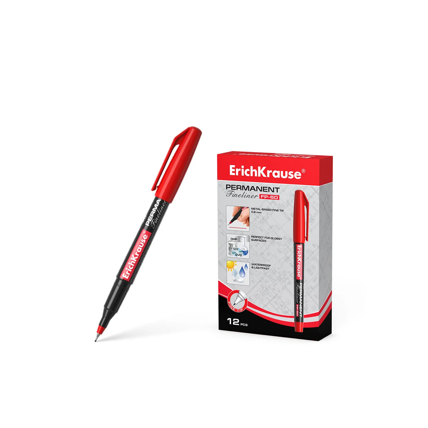 1 Marcatore permanente ErichKrause FP-50, colore inchiostro Rosso