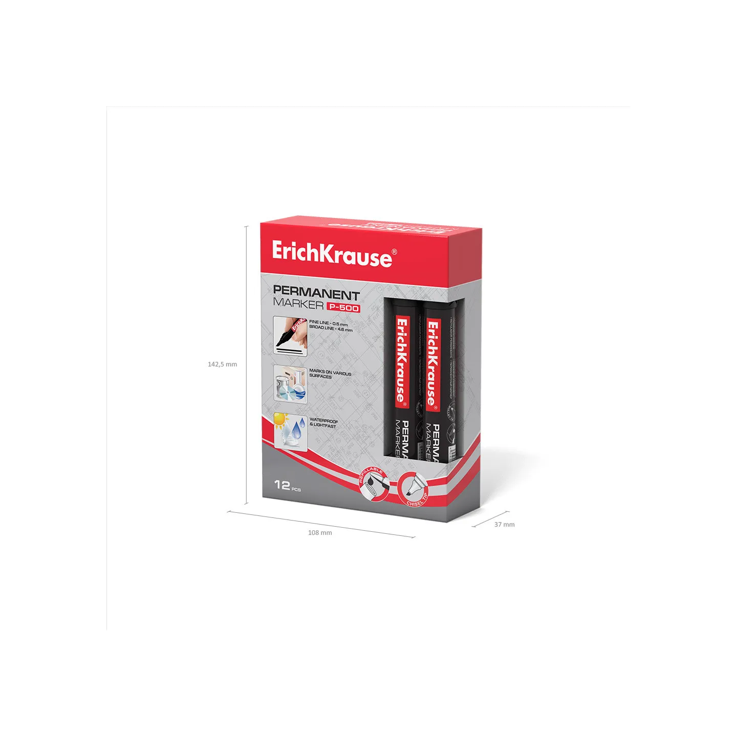 1 Marcatore permanente ErichKrause P-500, colore nero