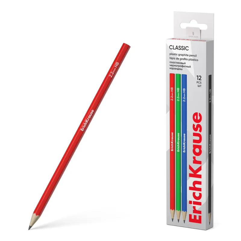 12 Matite esagonale in grafite di plastica ErichKrause Classic 100 HB