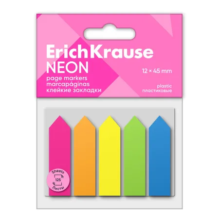 Segna pagina ErichKrause Frecce neon, 12х45 mm, 125 fogli, 5 colori