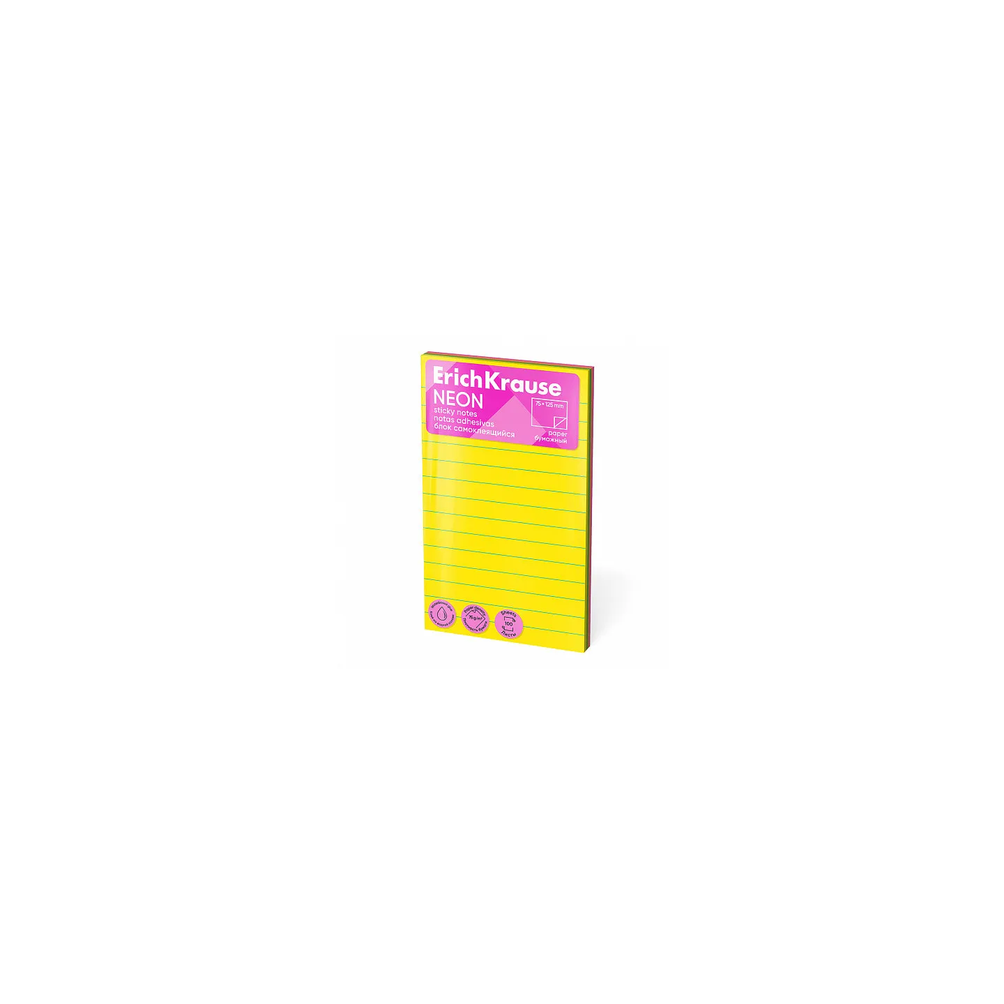 Post-it block notes adesivo ErichKrause 125х75 mm, 100 fogli, colori assortiti
