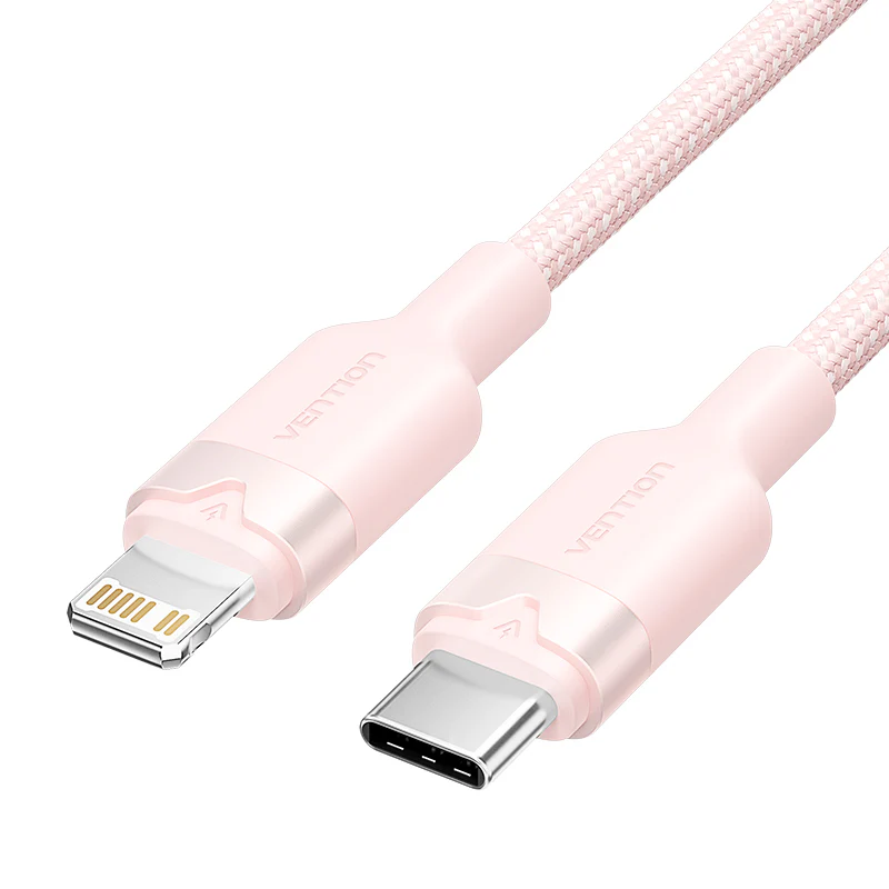 Cavo USB-C a Lightning 3A Vention Colore Rosa 1 Metro - Ricarica rapida e trasferimento dati per dispositivi Apple