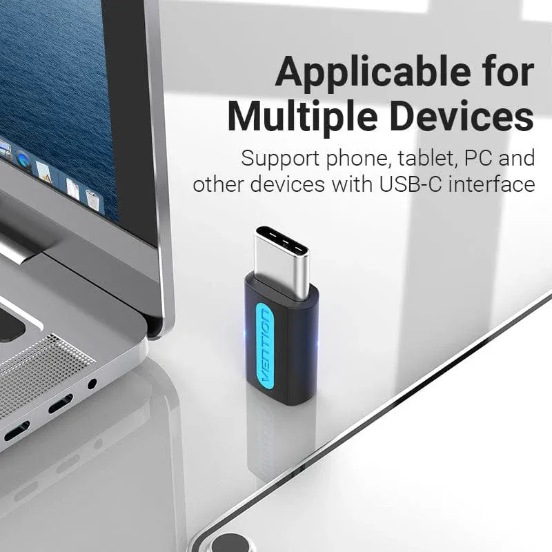 Adattatore OTG Vention da Micro USB a USB Type-C – Ricarica Rapida 3A e Trasferimento Dati 480Mbps​