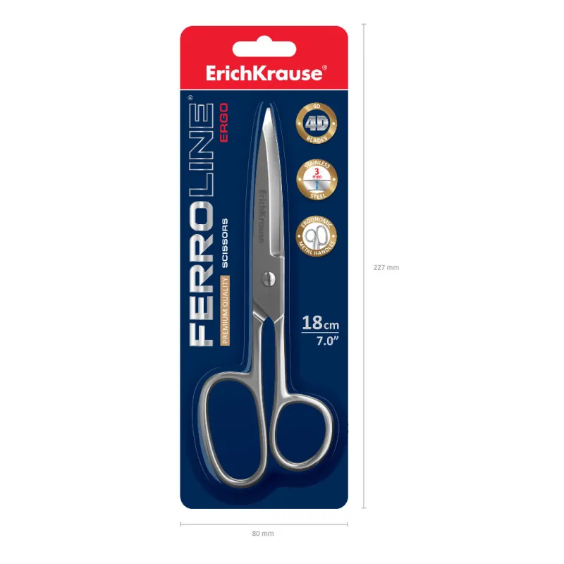 Forbici ErichKrause Ferro Full Metal 18 cm – Lame 4D in Acciaio Inox