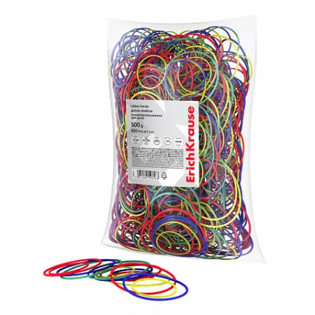 Elastici ErichKrause 40–60 mm / Lunghezza 60–100 mm – Busta da 500 g