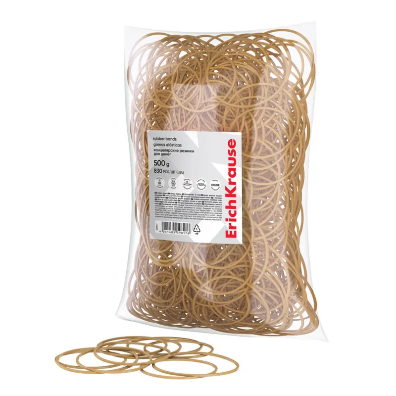 Elastici ErichKrause 60 mm x 100 mm – 100% gomma naturale – Busta da 500 g