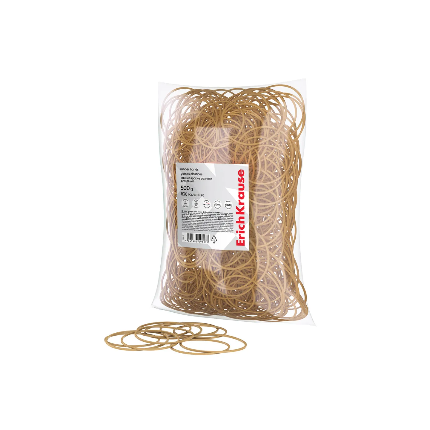Elastici ErichKrause 60 mm x 100 mm – 100% gomma naturale – Busta da 500 g