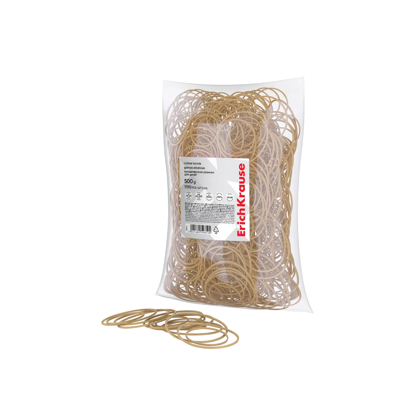 Elastici ErichKrause 40–60 mm / Lunghezza 60–100 mm – Busta da 500 g