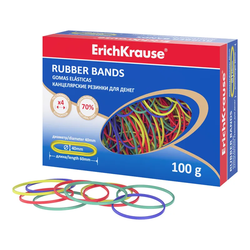 Elastici ErichKrause 40 mm x 60 mm – Colori Assortiti – Scatola da 100 g