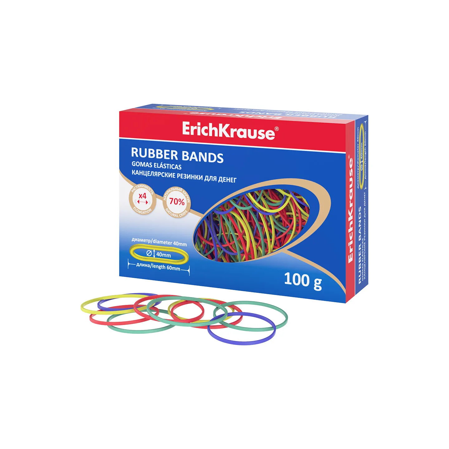 Elastici ErichKrause 40 mm x 60 mm – Colori Assortiti – Scatola da 100 g