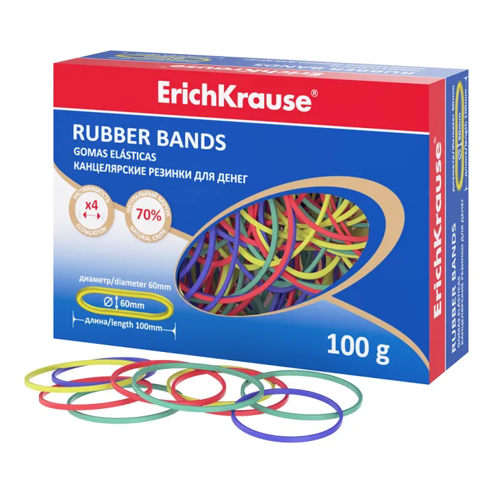 Elastici ErichKrause 60 mm x 100 mm – Colori Assortiti – Scatola da 100 g