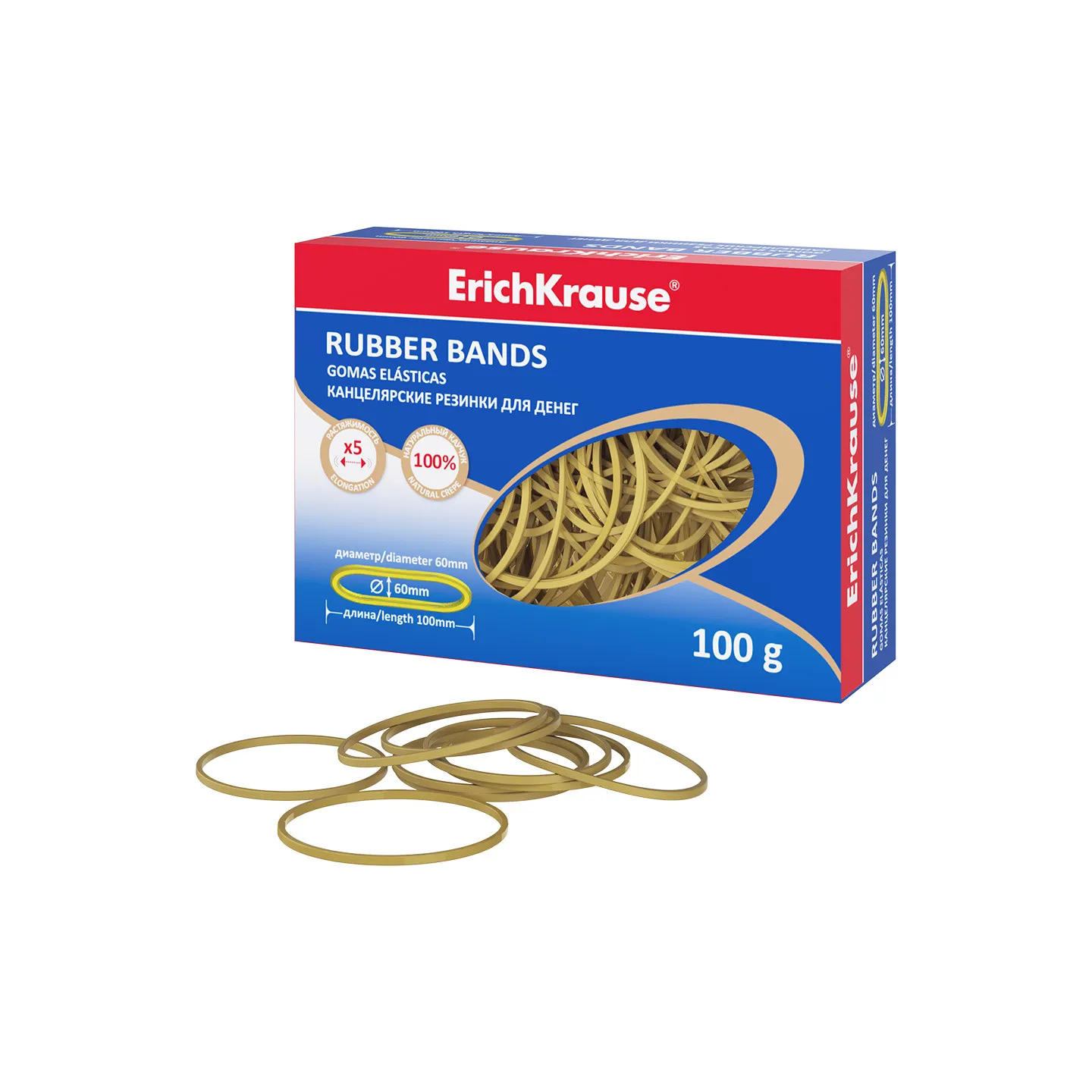 Elastici ErichKrause 60 mm x 100 mm – Colori Assortiti – Scatola da 100 g