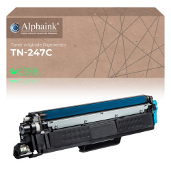 Toner Originale Rigenerato Brother TN 247C Compatibile Ciano Con Chip - Alphaink