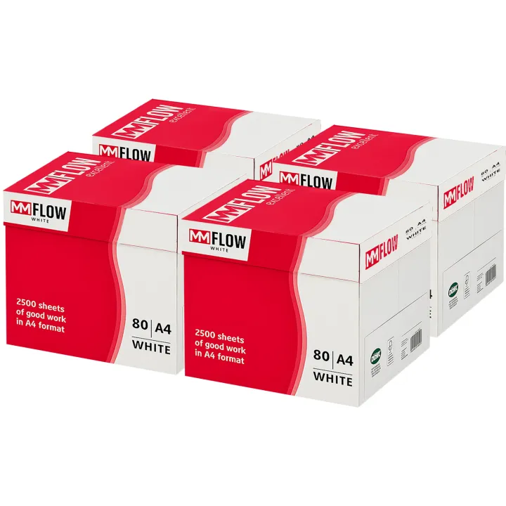 Carta A4 80 gr MM FLOW - 20 Risme Per Stampante, Ufficio, Fotocopie, Multiuso - Bianca