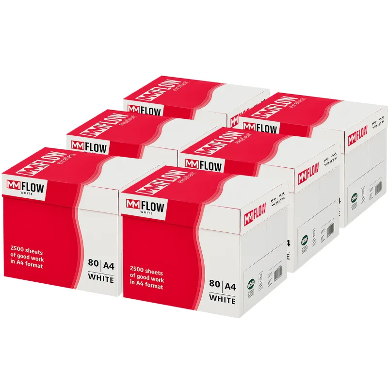Carta A4 80 gr MM FLOW - 30 Risme Per Stampante, Ufficio, Fotocopie, Multiuso - Bianca