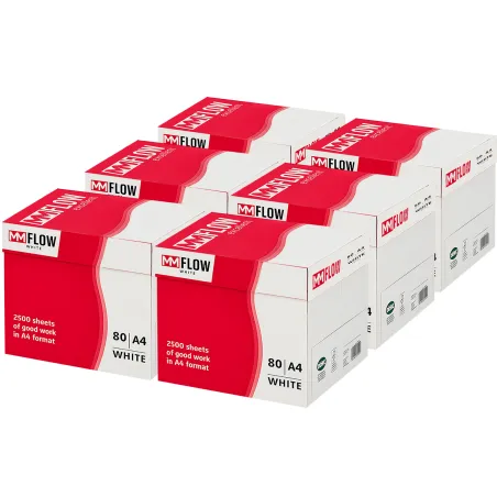 Carta A4 80 gr MM FLOW - 30 Risme Per Stampante, Ufficio, Fotocopie, Multiuso - Bianca