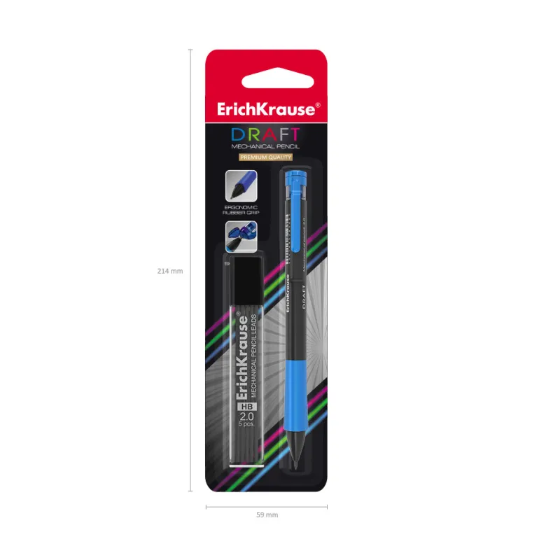 Matita Meccanica ErichKrause Draft 2.0 mm HB con 5 Mine – Blister 1 Pezzo