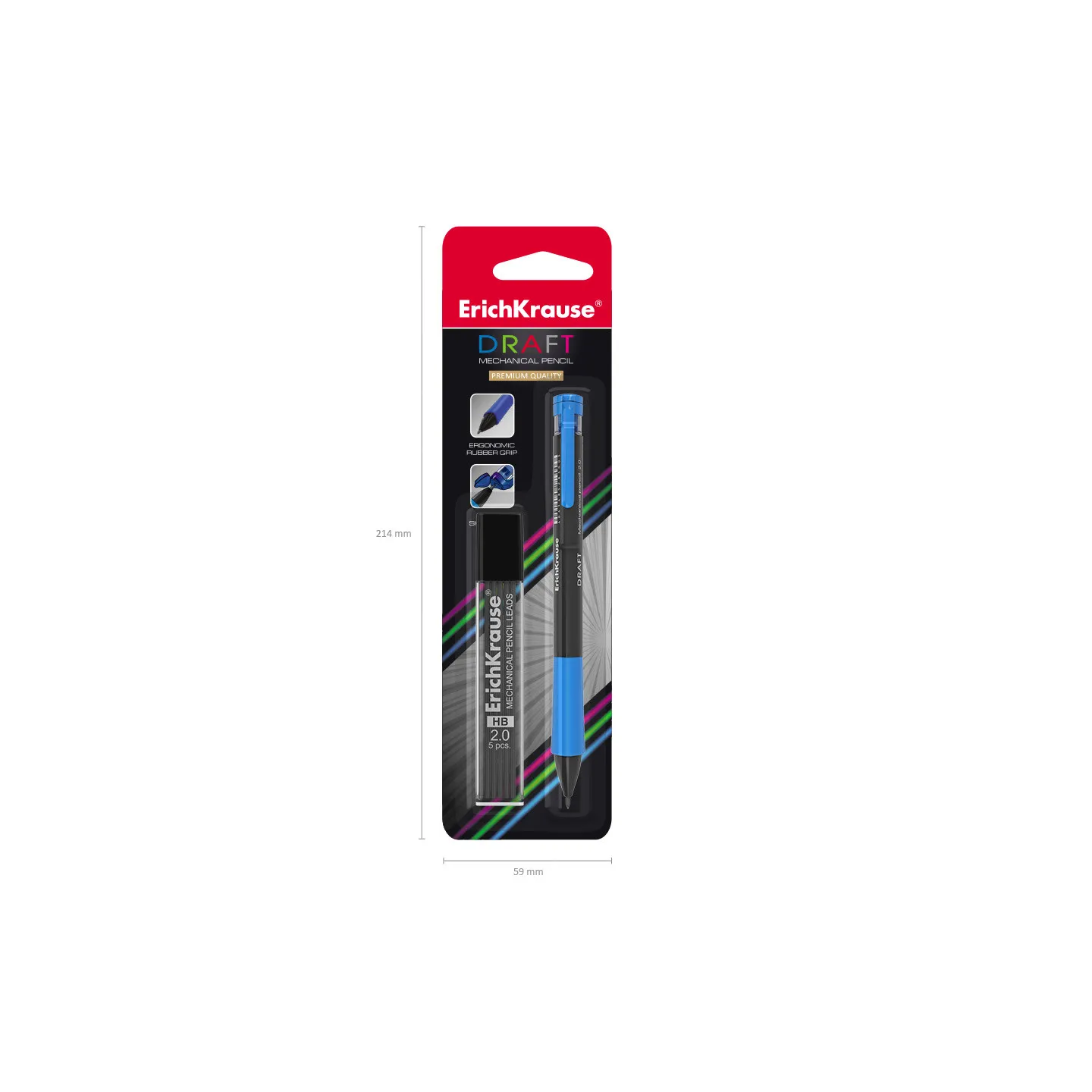 Matita Meccanica ErichKrause Draft 2.0 mm HB con 5 Mine – Blister 1 Pezzo