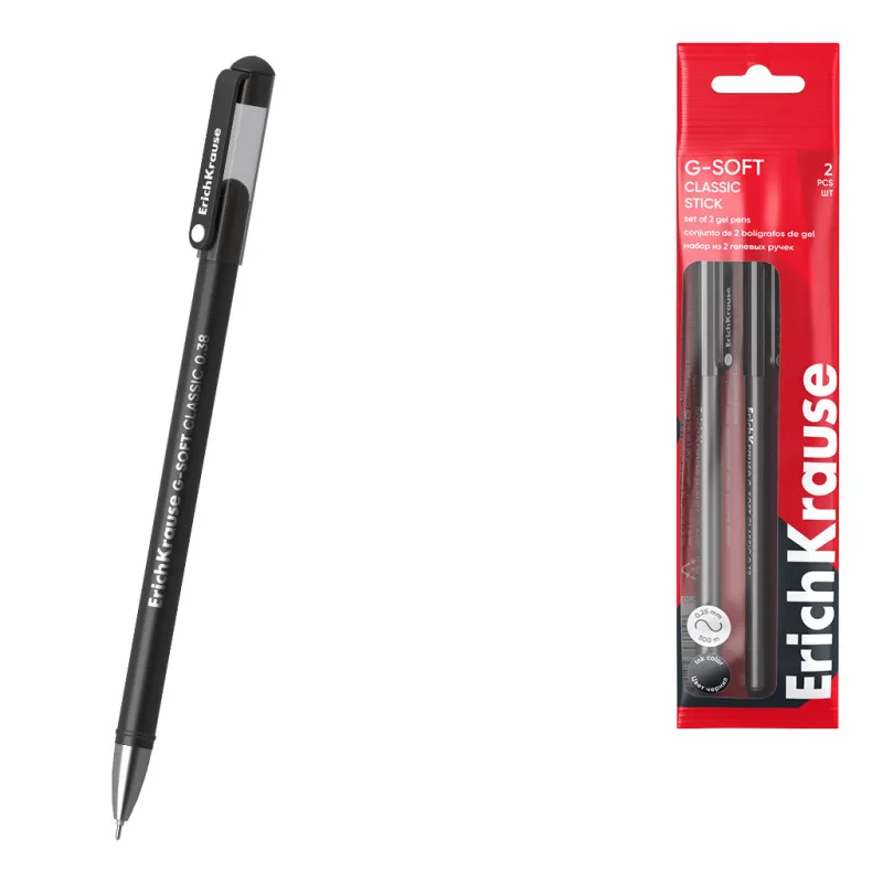 Set di 2 Penne Gel ErichKrause G-Soft Stick Classic 0.38 mm – Inchiostro Nero