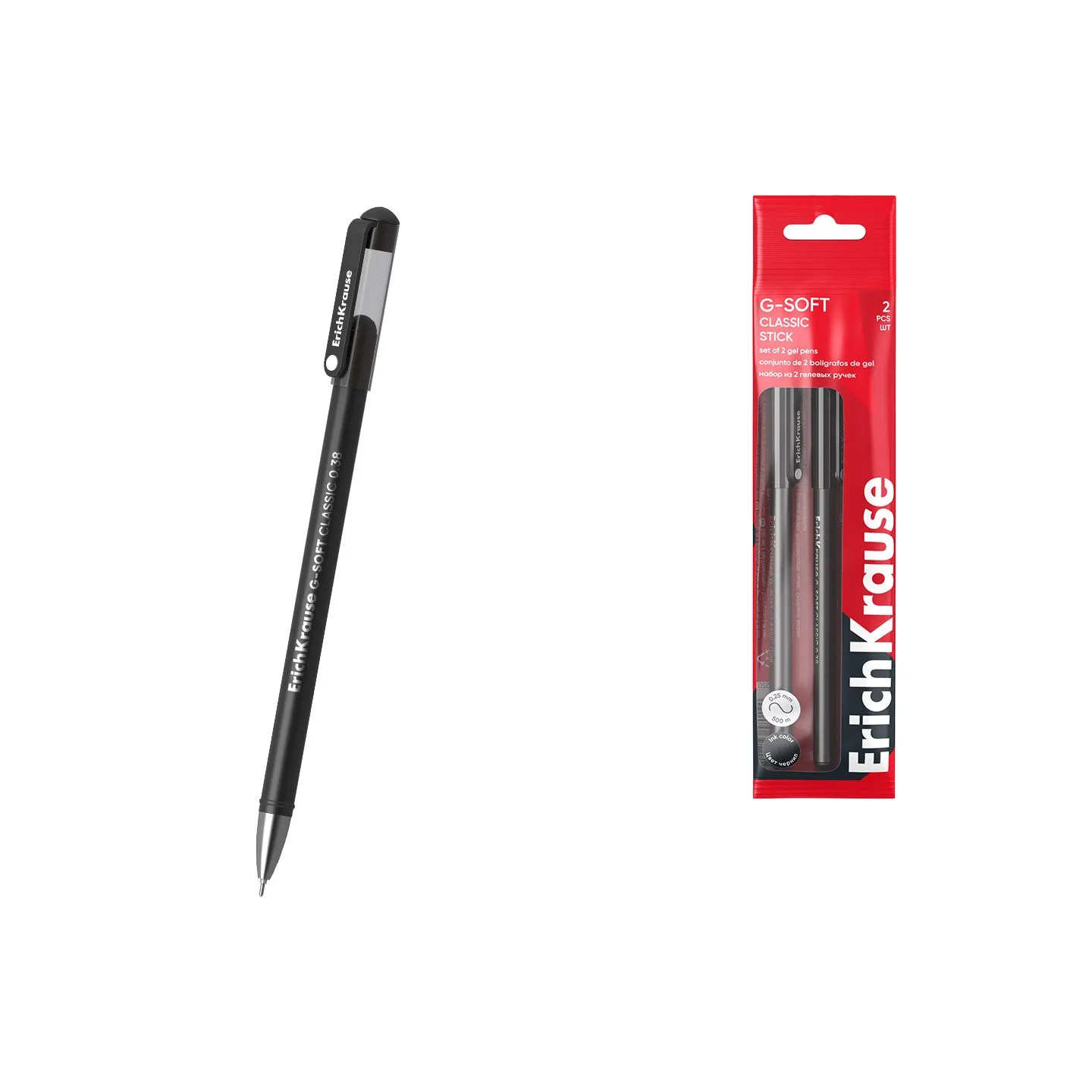 Set di 2 Penne Gel ErichKrause G-Soft Stick Classic 0.38 mm – Inchiostro Nero