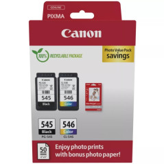 Cartucce Originali Canon PG-545 BK + CL 546 C + 50 Fogli Fotografici 4x6