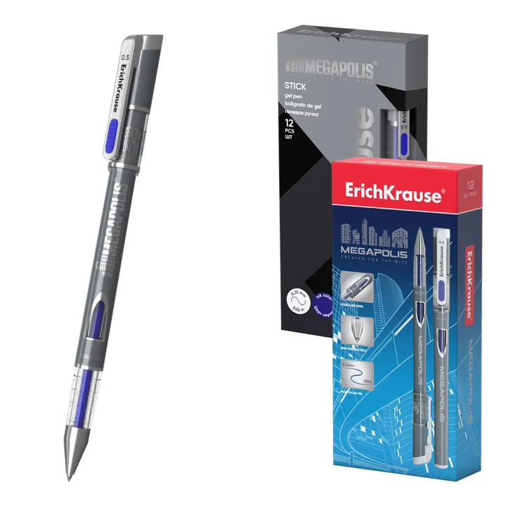 Penna a inchiostro gel ErichKrause MEGAPOLIS® Gel Stick 0,5, colore inchiostro: blu (confezione da 12 pezzi)