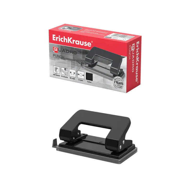 Perforatrice ErichKrause Quadro Classic, fino a 10 fogli, nera