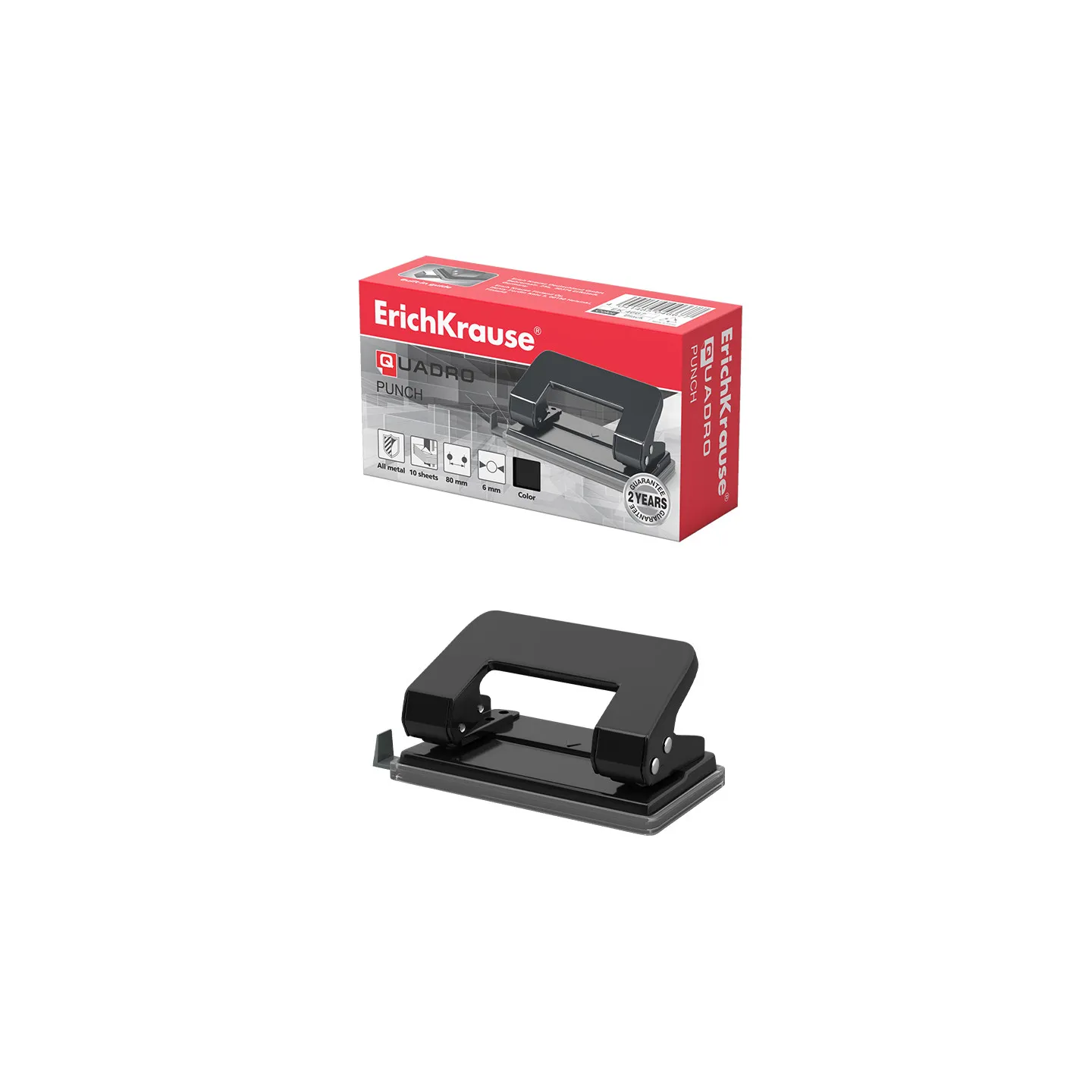 Perforatrice ErichKrause Quadro Classic, fino a 10 fogli, nera