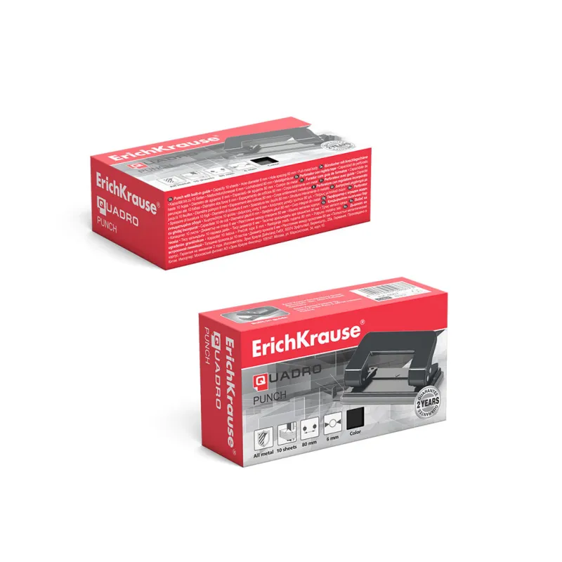 Perforatrice ErichKrause Quadro Classic, fino a 10 fogli, nera