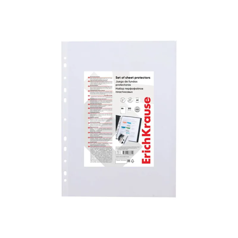 Busta con cerniera ErichKrause Fizzy Clear con cerniera colorata, A4, 120 mcm, colori assortiti (confezione da 12 pezzi)