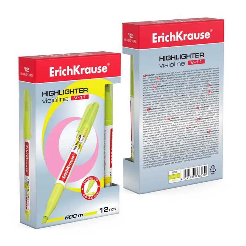 12 Evidenziatori Gialli Visioline V-11 ErichKrause