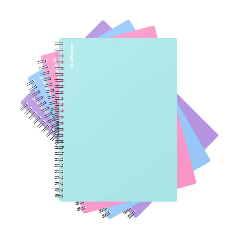 Quaderno a spirale ErichKrause, pastello, assortiti, A5, 80 fogli, a quadretti, copertina in plastica (confezione da 4)