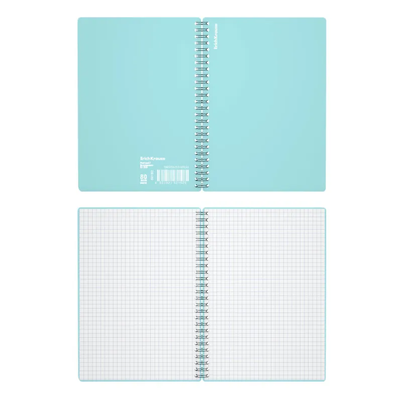 Quaderno a spirale ErichKrause, pastello, assortiti, A5, 80 fogli, a quadretti, copertina in plastica (confezione da 4)