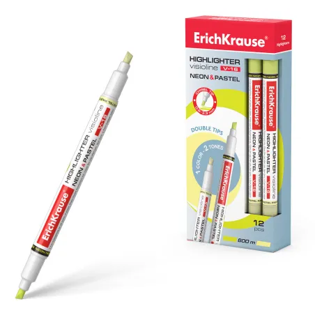 Evidenziatore ErichKrause Visioline V-16 Neon+Pastel, colore inchiostro: giallo (confezione da 12 pezzi)