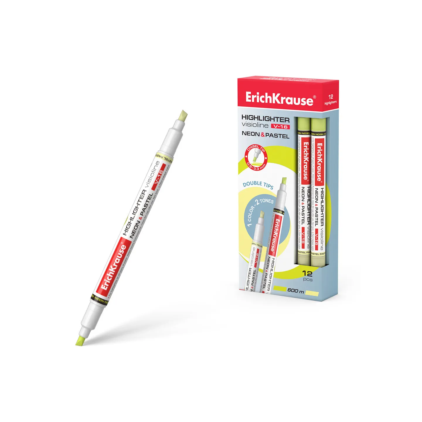 Evidenziatore ErichKrause Visioline V-16 Neon+Pastel, colore inchiostro: giallo (confezione da 12 pezzi)