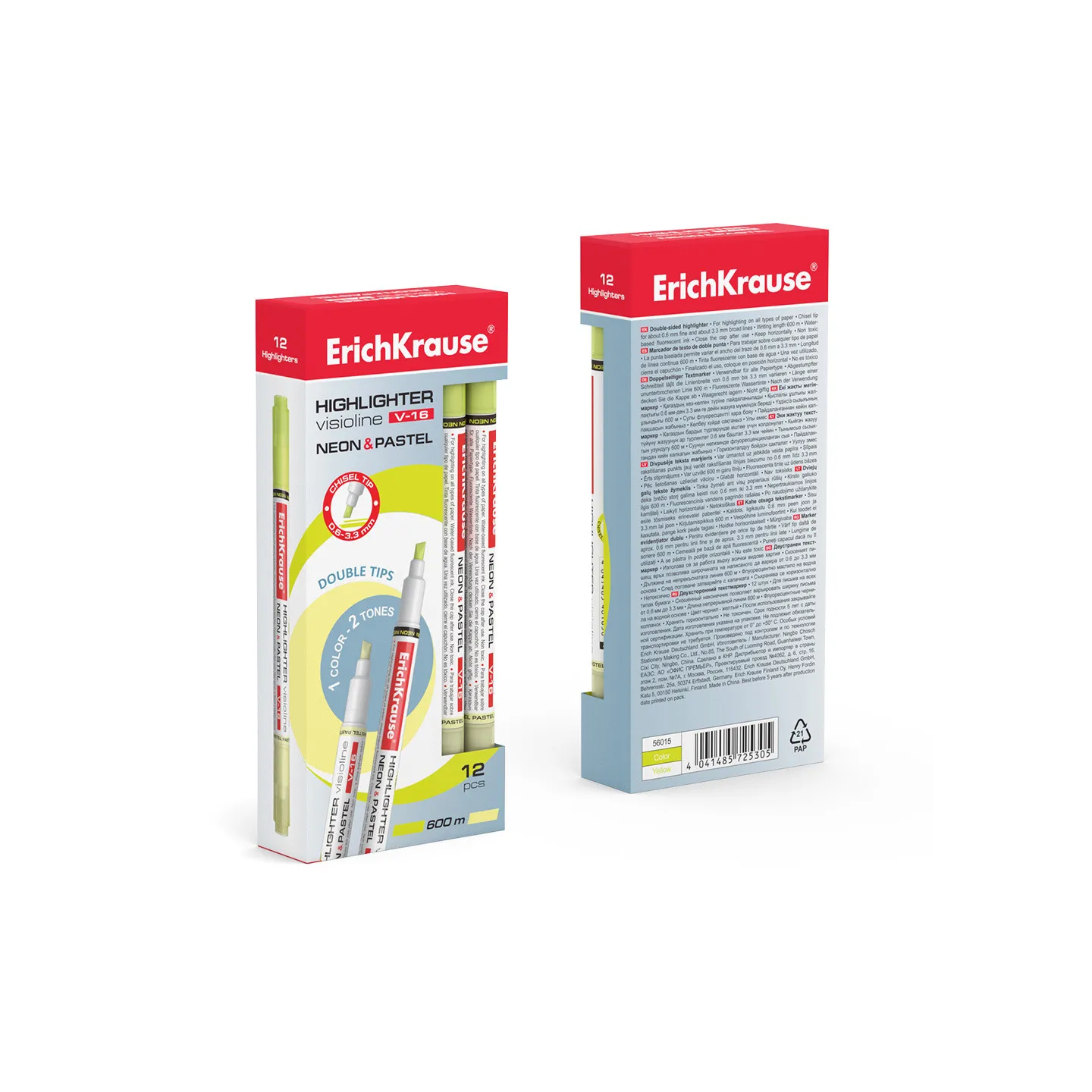 Evidenziatore ErichKrause Visioline V-16 Neon+Pastel, colore inchiostro: giallo (confezione da 12 pezzi)